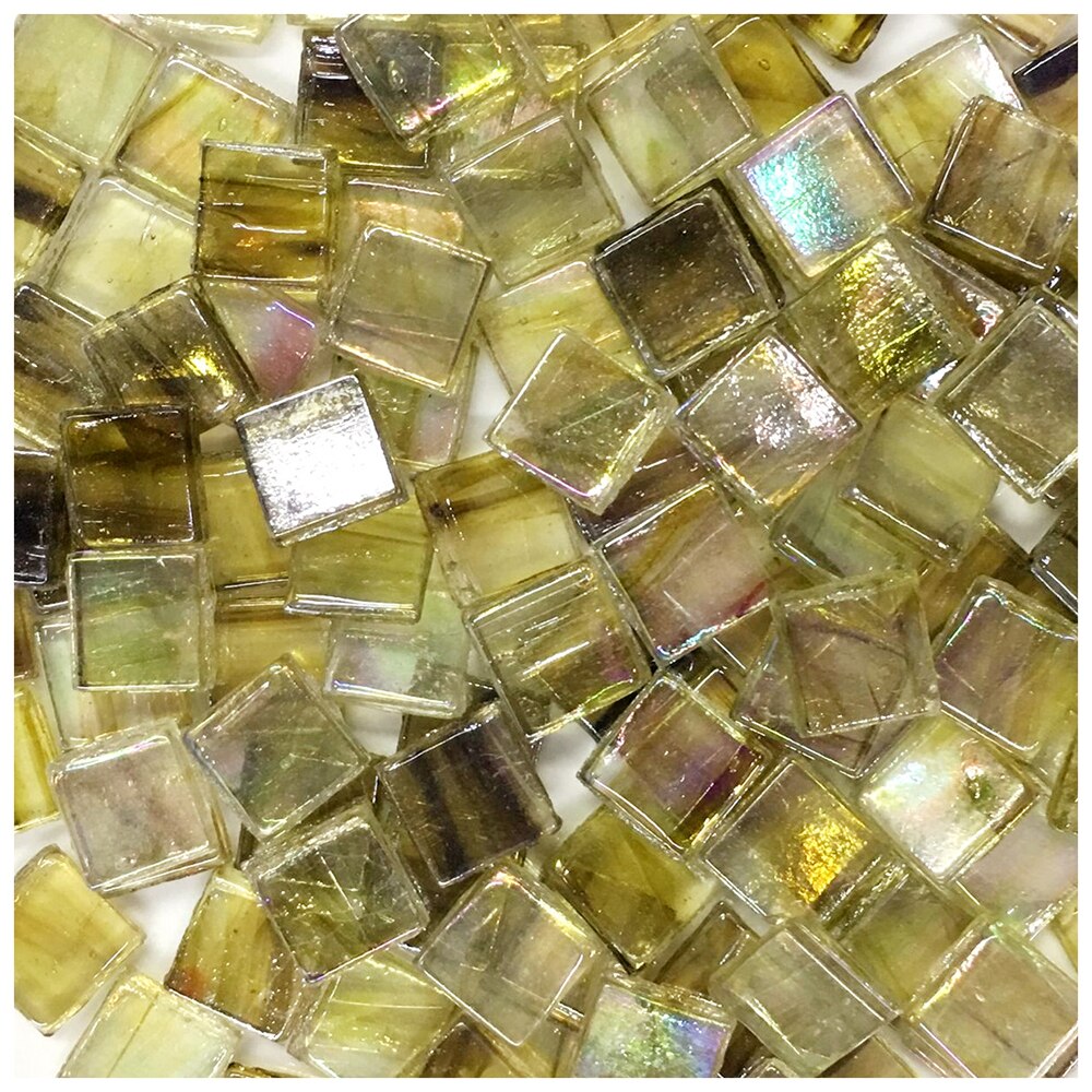 Lychee Life 50pcs Multicolor Glass Mosaic Tile Square Ceramic Mosaic Tiles DIY Arts Crafts Making Material