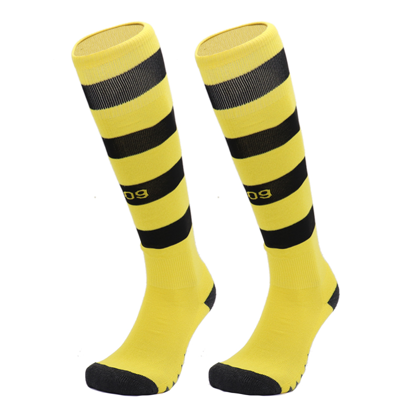 Men Sports Soccer Socks Football Club Sock Knee-High Breathable High Elastic Adult Kids Long Stocking Socks Boy: DT yellow / for Kids