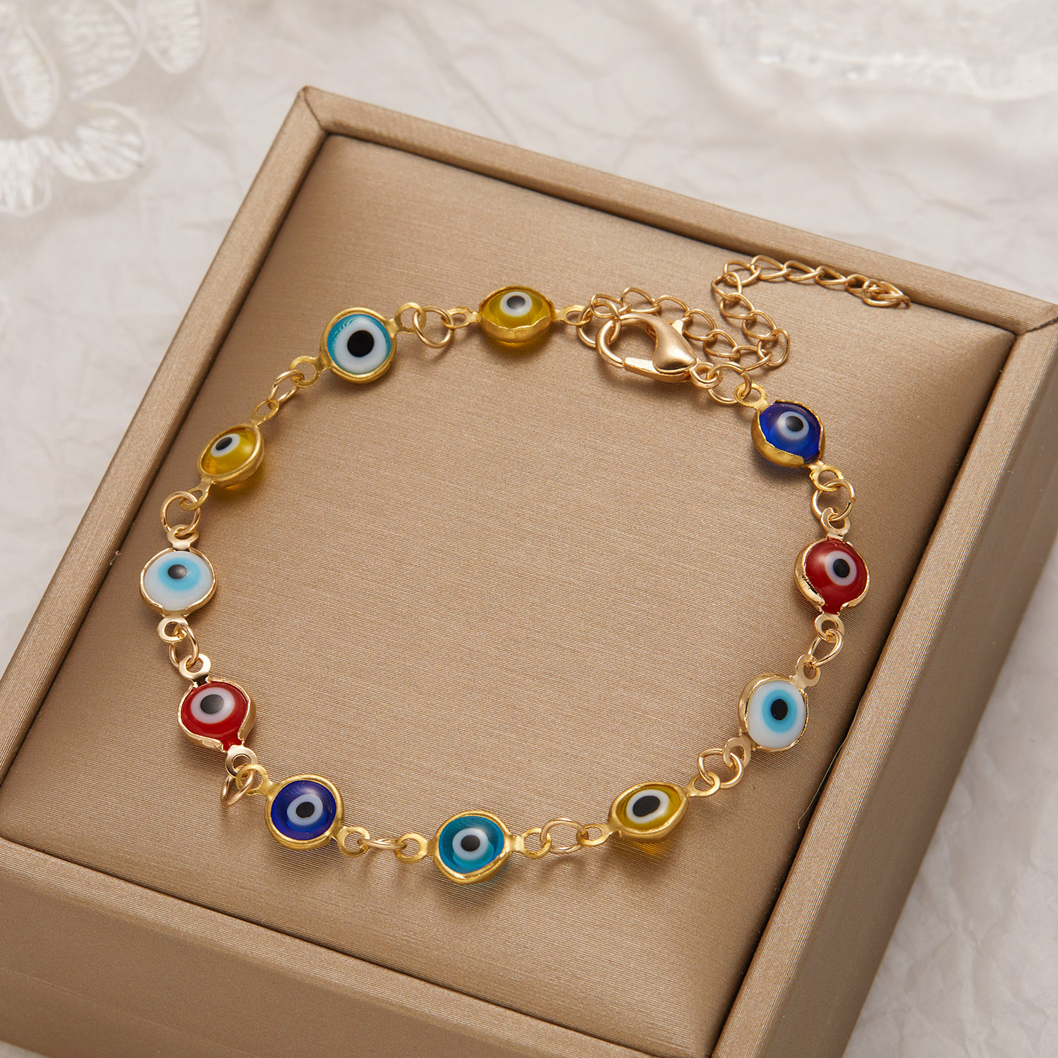 Turkse Lucky Evil Eye Armband Voor Dames Heren Handgemaakt Rood Blauw Oog Goud Kleur Link Ketting Armband Lucky Charme Sieraden Polsband