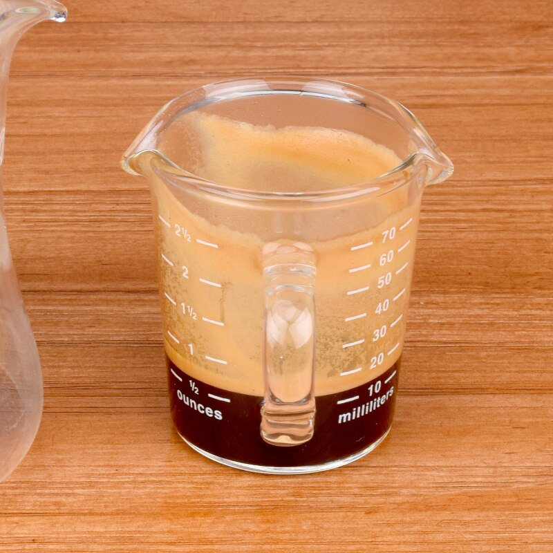 Jarra medidora de vidrio resistente al calor para café espresso taza de onzas de doble boca 70ml taza pequeña de leche
