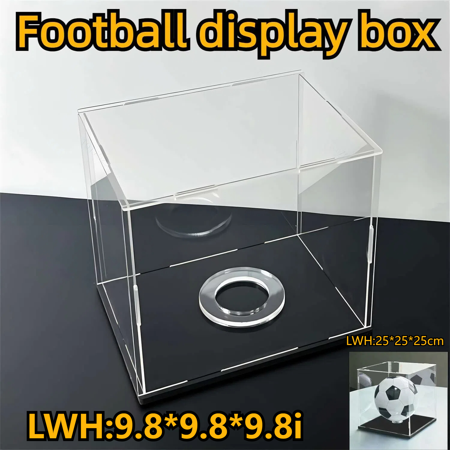 1 acrylic assembly display box, football and basketball display collection, (complimentary circular base accessory * 1)
