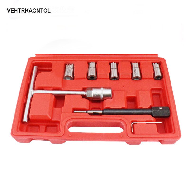 VEHTRKACNTOL 7pcs/set Car Diesel Injector Seat Cutter Fuel Injector Nozzle Seat Cleaner Cutter
