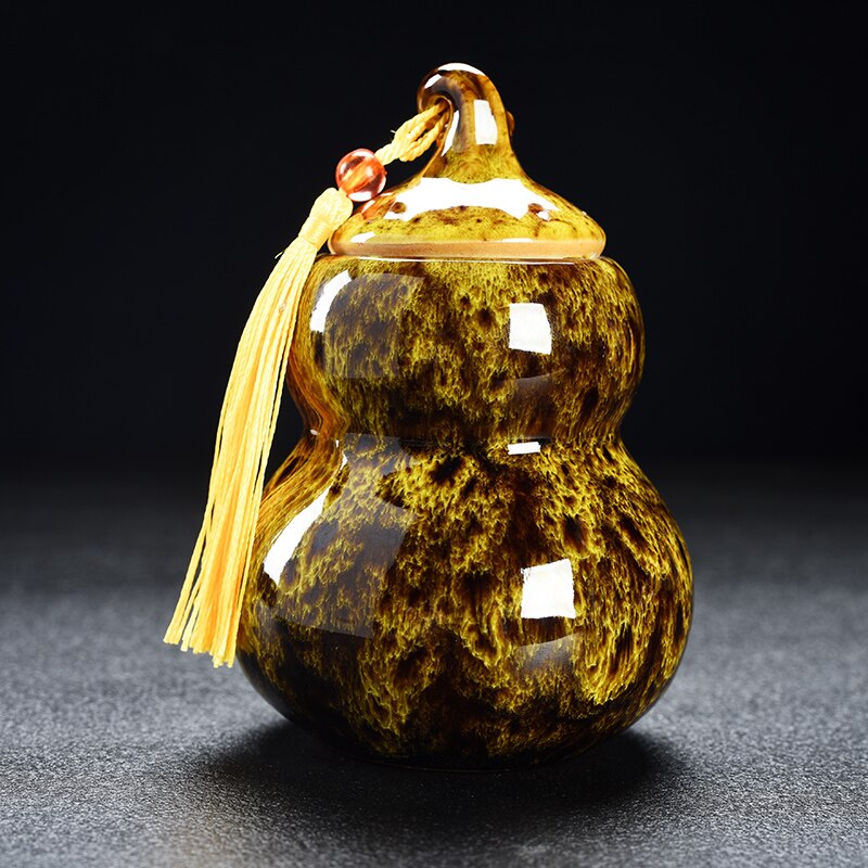 Gourd Pet Urn - Pets buried in ceramic tank urns Ceramics: Army Green