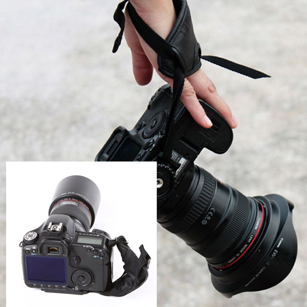 Camera Strap Photography Accessories For DSLR Hand Grip Wrist Belt PU Leather Adjustable With Screw Anti-slip Triangular