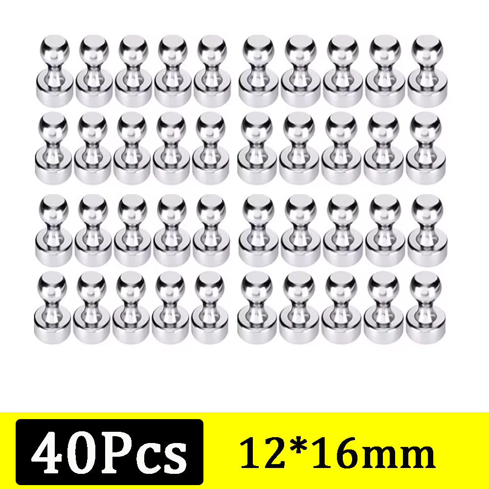 10/20/40/50pcs Strong Push Pin Magnet, Metal Magnet Strong Magnetic Pin Refrigerator Whiteboard Magnetic Pin Office Supplies: Gold