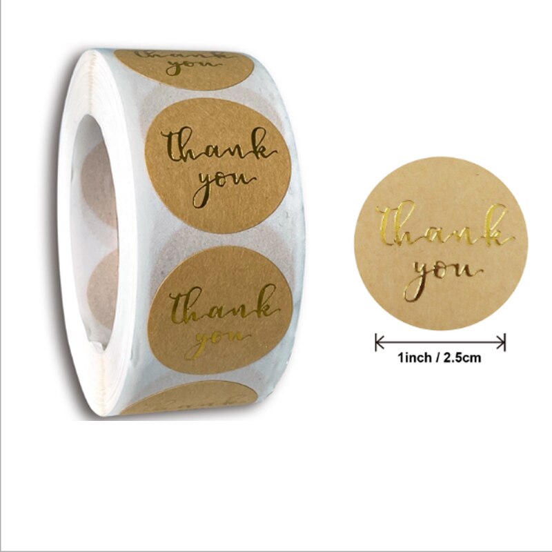 500Pcs 1 inch Roll sealing stickers round cowhide blank sticker label Kraft paper DIY Paper bag packaging 25*25mm: D-01