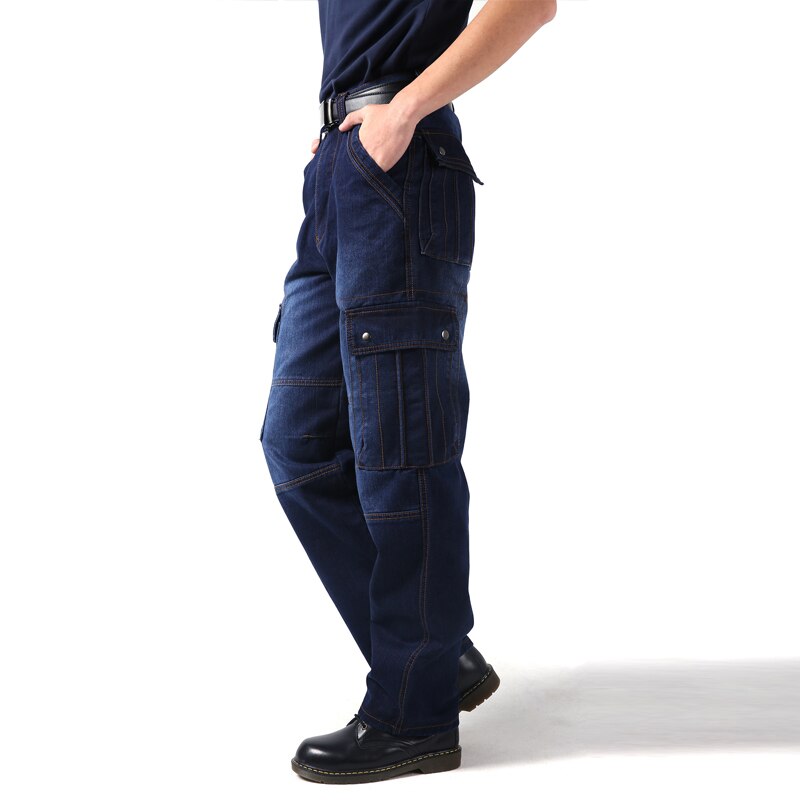Pantalones vaqueros holgados de estilo hip hop para hombre, pantalón vaquero Punk desgastado de talla grande 30-46, con bolsillos grandes, para monopatín, Rap