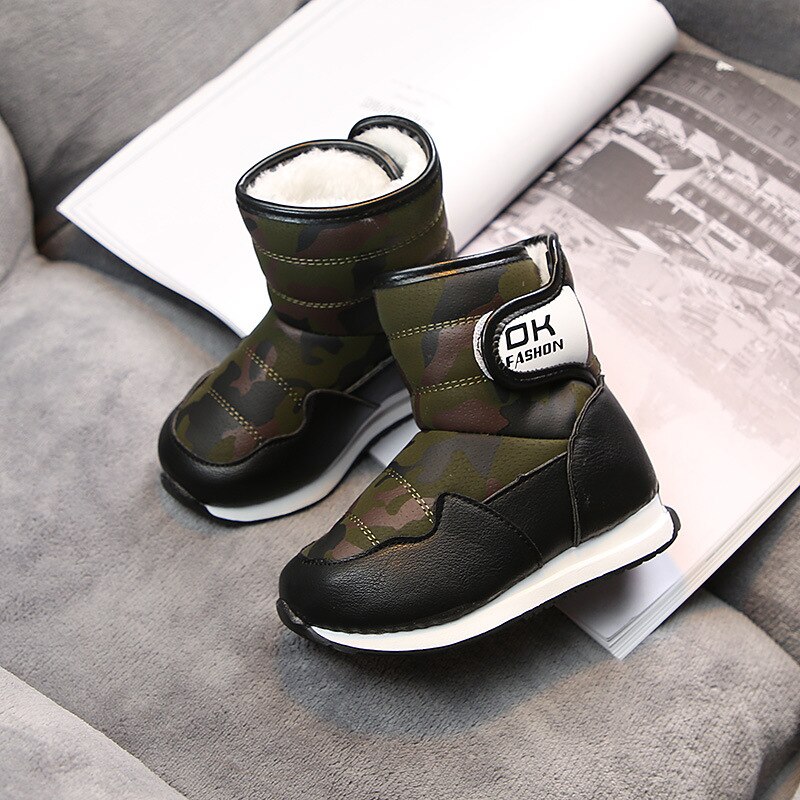 Kinderen Schoenen Winter Jongens Laarzen Katoen Pluche Mode Camouflage Kinderen Korte Laarzen Outdoor Waterdichte Meisjes Snowboots Antislip