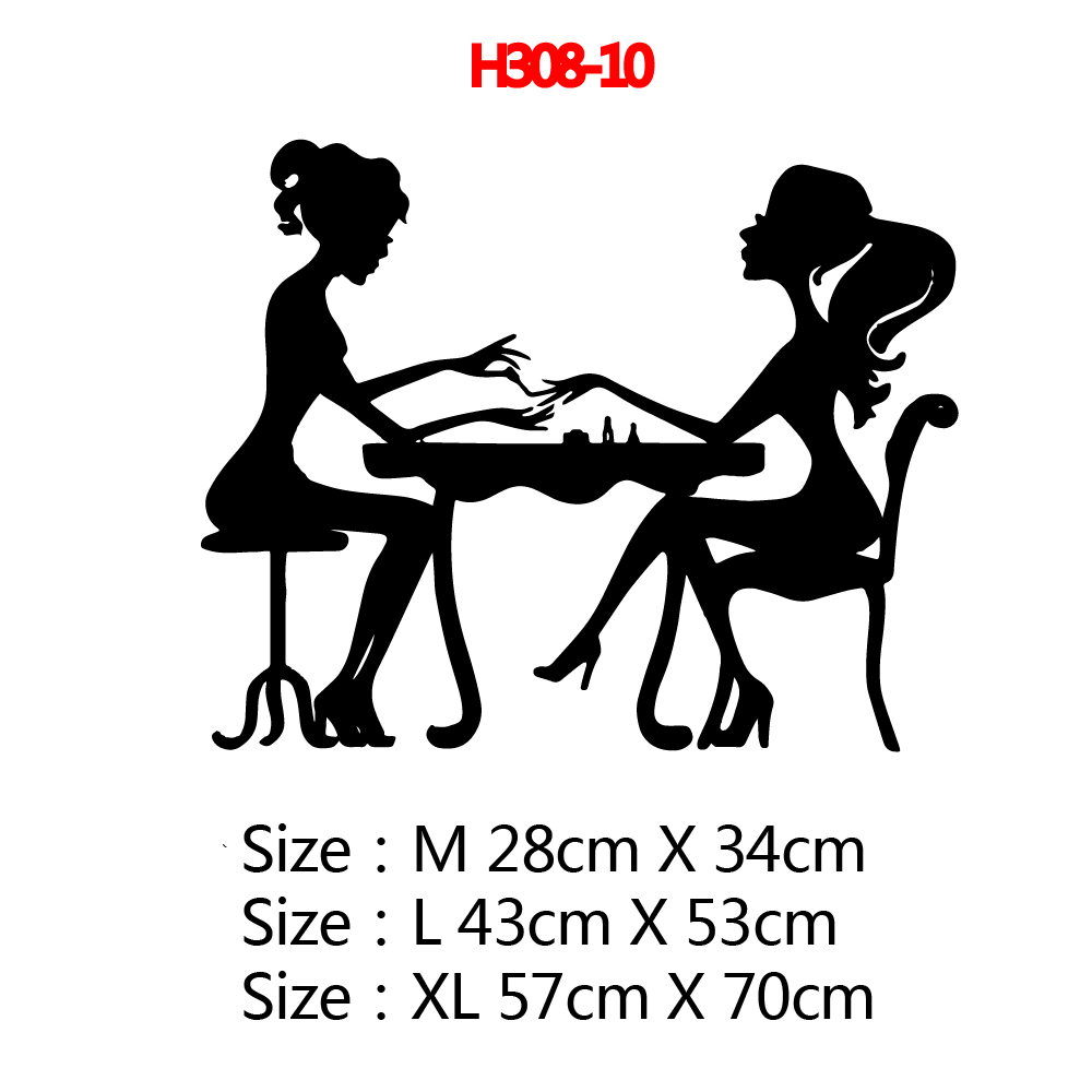 Elegante Frau Schönheitssalon Manikübetreffend Einkaufen Vinyl Wandaufkleber für Friseursalon Wanddekoration Selbstklebende abnehmbare Tapete: XL / Weiß
