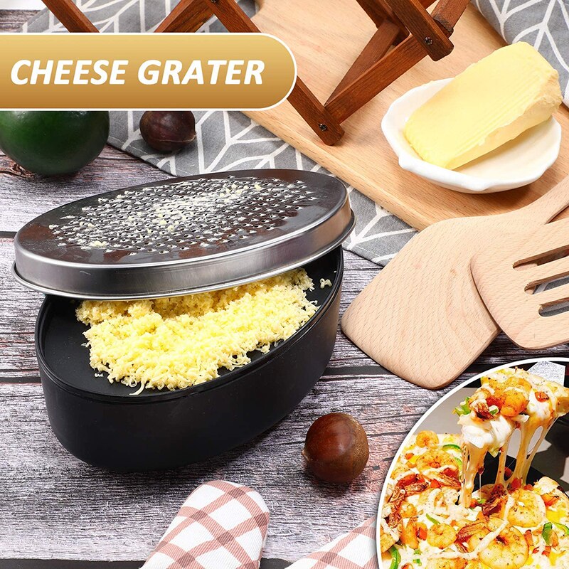 Cheese Grater with Food Storage Container Vegetable Chopper Shredder for Hard Soft Cheeses Kitchen Supplies E2S