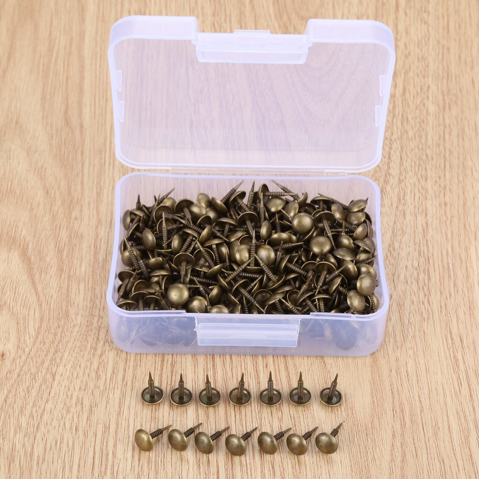 300 st 8*15mm klädsel spik smycken trälåda möbler tack stud knäppnål dörrnagel klädsel stift hantverk + förvaringslåda