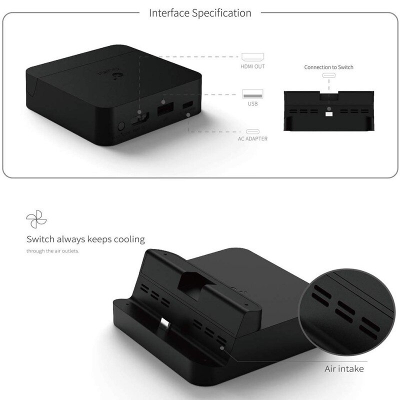 Portable Dock for Nintendo Switch, GuliKit Docking Station with USB-C PD Charging Stand, HDMI Adapter and USB 3.0 Port