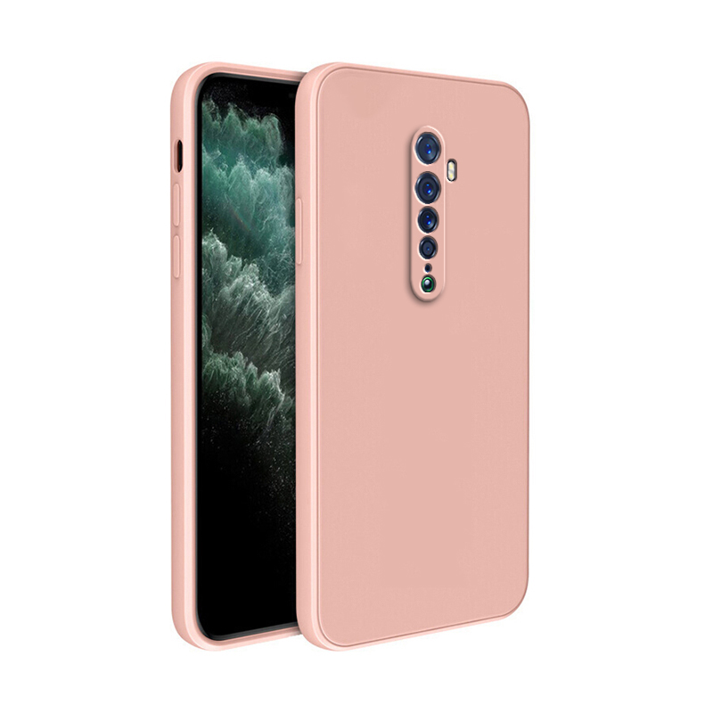 Funda Original para OPPO Reno 2 2F 2Z, protección de cámara, cuadrada, de silicona líquida Reno2, suave, de lujo, ultrafina, a prueba de golpes: Microfibra / Rosa