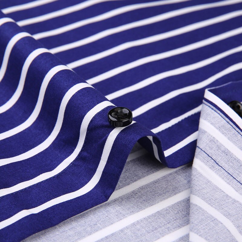Lange Mouw 100% Katoen Hoogwaardige Mannen Gestreepte Jurk Shirt Button-Down Standaard-Fit Rood Blauw Zachte stof Mannelijke Smart Casual Shirt