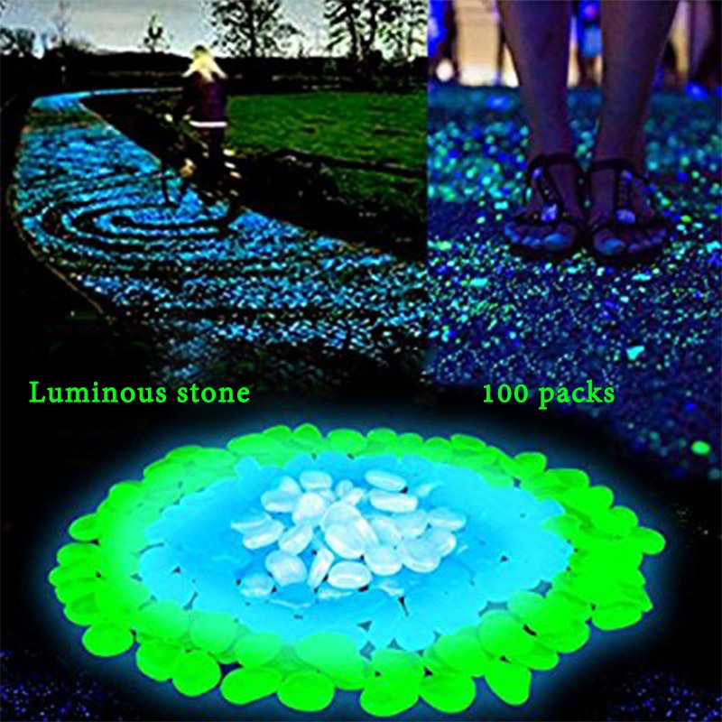 100 stuks/pak glow in the dark tuinkiezels, lichtgevende stenen voor aquariumpaden, tuinpaden, tuindecoratie, lichtgevende stenen
