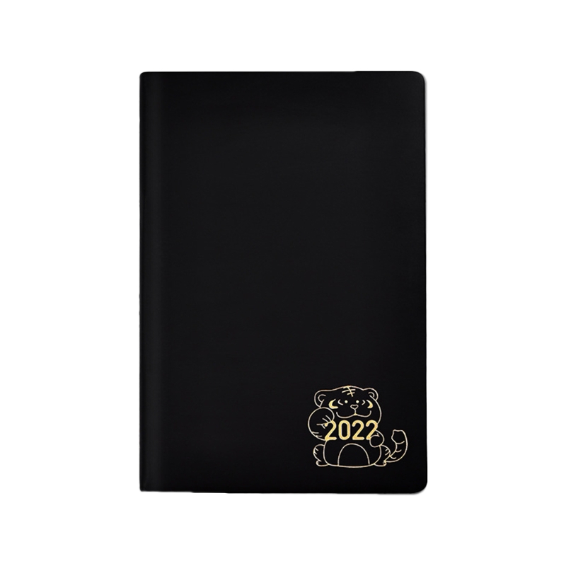 T8DB 2022 Daily Planner Appointment Diary with Hourly Timetable Ribbon Bookmark: black