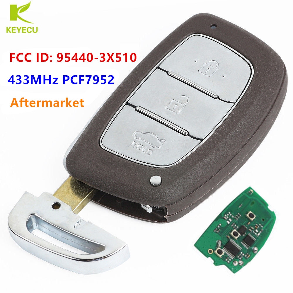 Keyecu Vervanging Smart Afstandsbediening Sleutelhanger 3 Knop 433 Mhz PCF7952 Voor Hyundai Verna Elantra + Fcc Id: 95440-3X510