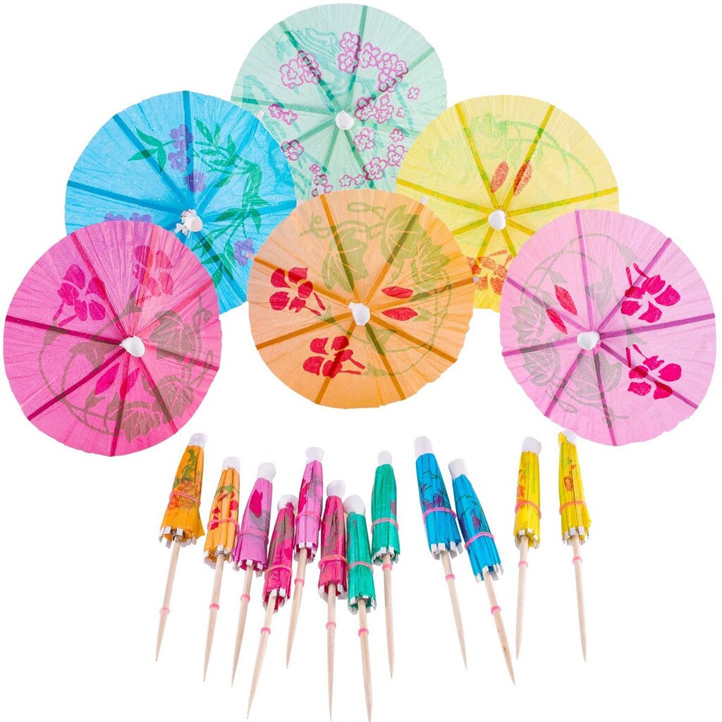 Parasol en papier pour Cocktail, boissons tropicales, étiquette de vin de Fruit, 50 pièces