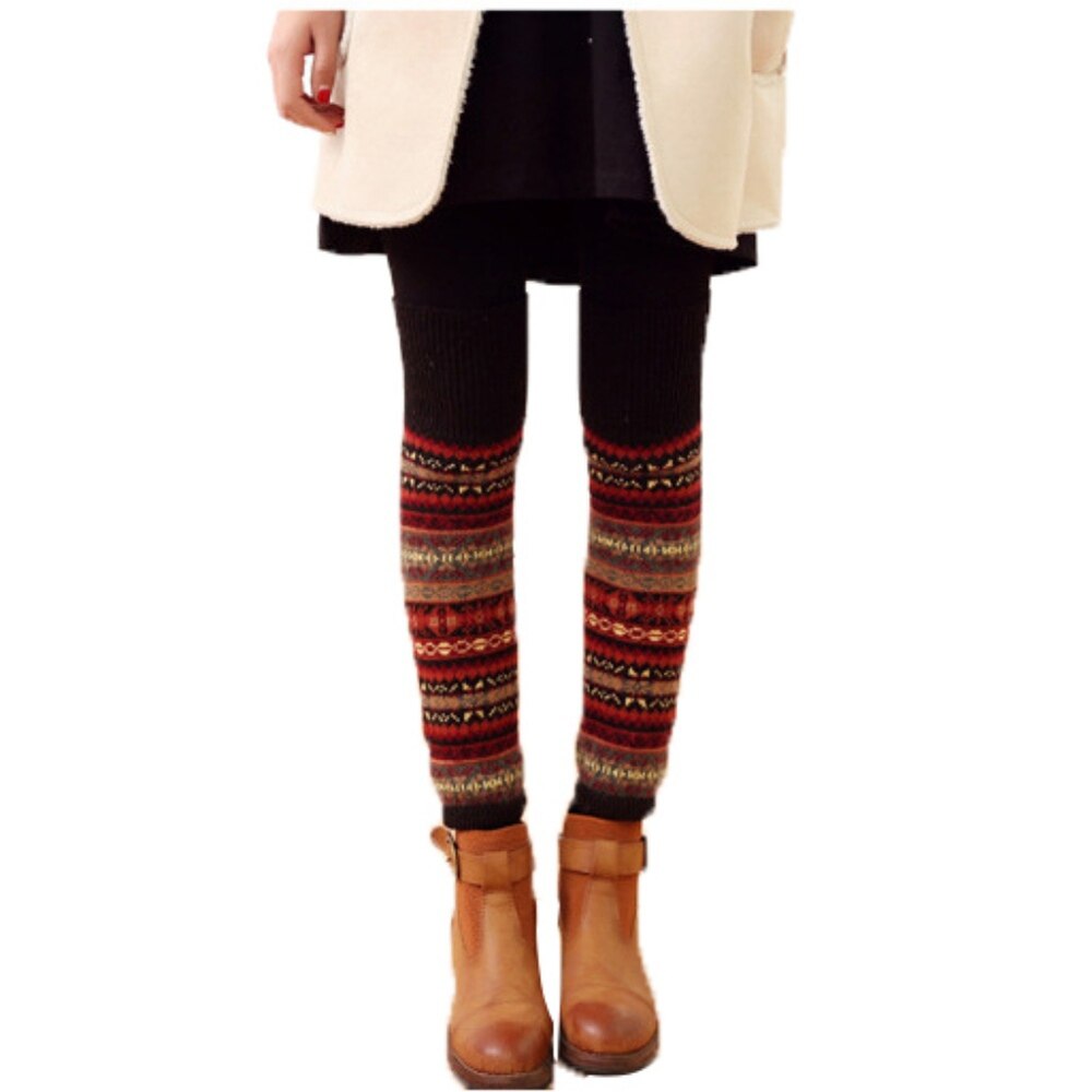 Jambières chaudes rayées pour femme, jambières au dessus du genou, tricot, couvre-jambes au Crochet, tenue de noël, hiver: A