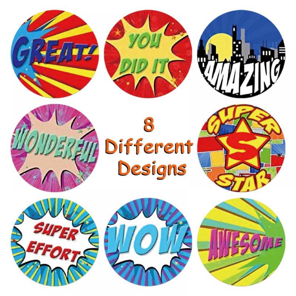English Words Reward Sticker for Kids Cartoon Pattern Encouragement Child Cute Sticker Labels for Teacher Supplies Reward