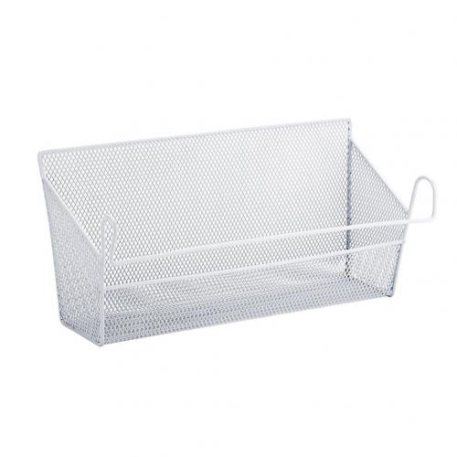 Metal Mesh Dorm Bedside Hanging Basket Wire Bookcase Shelf Rack Bunk Organizer: White