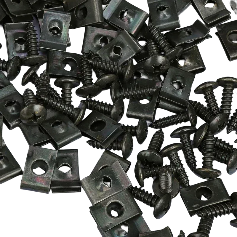 Mixed Metal Self Tapping Screws Fastener U Shaped Clips Car Motorcycle Anti-rust Screw RetainerClip for Scooter ATV Moped E-bike