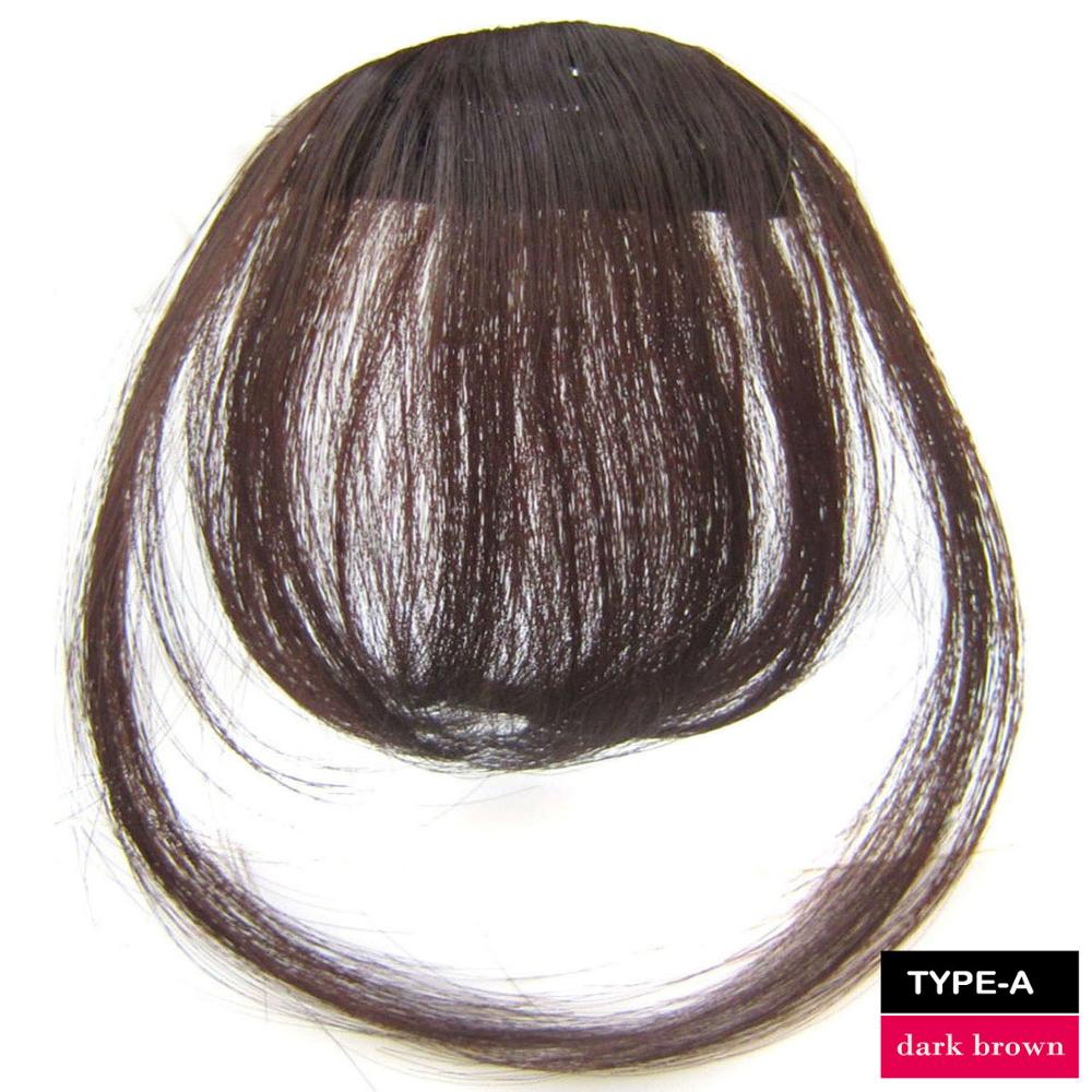 Damskie słodkie grzywki klipsy robić przedłużania włosów naturalne i niewidoczne syntetyczne treski: A-ciemny brązowy