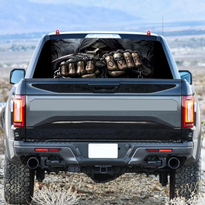 Evil Skeleton for Truck Jeep Suv Pickup 3D Rear Windshield Decal Sticker Decor Rear Window Glass Poster 57.9 x 18.1 Inch