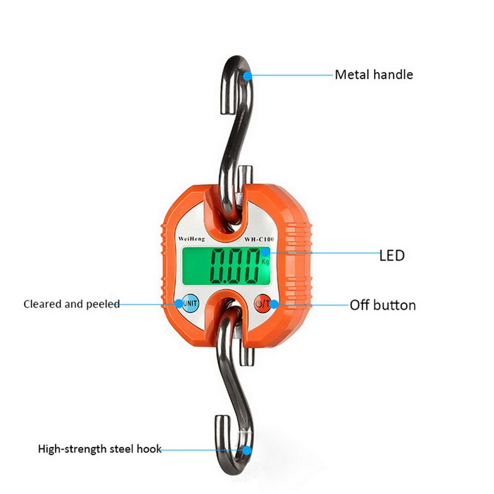 Báscula de grúa Digital portátil de 150KG, 200kg, 300KG, 500kg, báscula colgante de gancho de acero inoxidable, balanza de pesaje de gran resistencia para peces