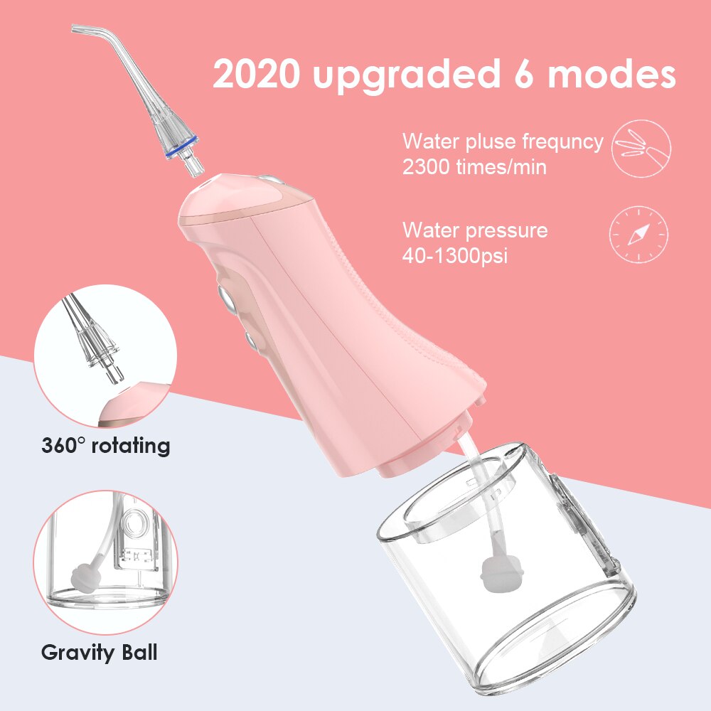 320ml vattentank vattentråd tandtråd 6 lägen med bärbar usb uppladdningsbar vattentråd för resor