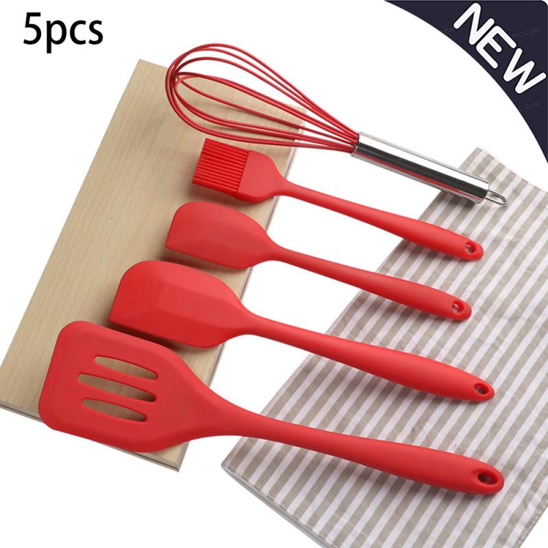 5 Pcs/set Silicone Cookware Set Nonstick Heat Resistant Kitchen Cooking Baking Tools Kit Utensils For Cooking Kitchen Accessory