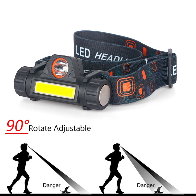 Sensor LED headlamp XP-G Q5 built-in 18650 battery headlight COB light 2 light mode with magnet Waterproof head lamp flashlight