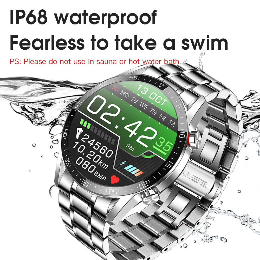 neue Clever Uhr Männer Voller berühren Bildschirm Sport Fitness Uhr IP67 Wasserdichte Bluetooth Anruf Für Android ios smartwatch Männer + Kasten