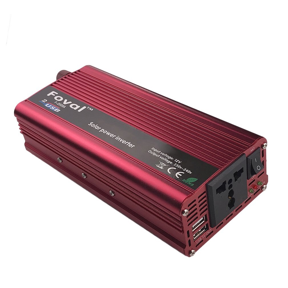 Onever High Power Car Inverter 2000W DC12V To AC220V Aluminum Alloy Dual USB Inverter