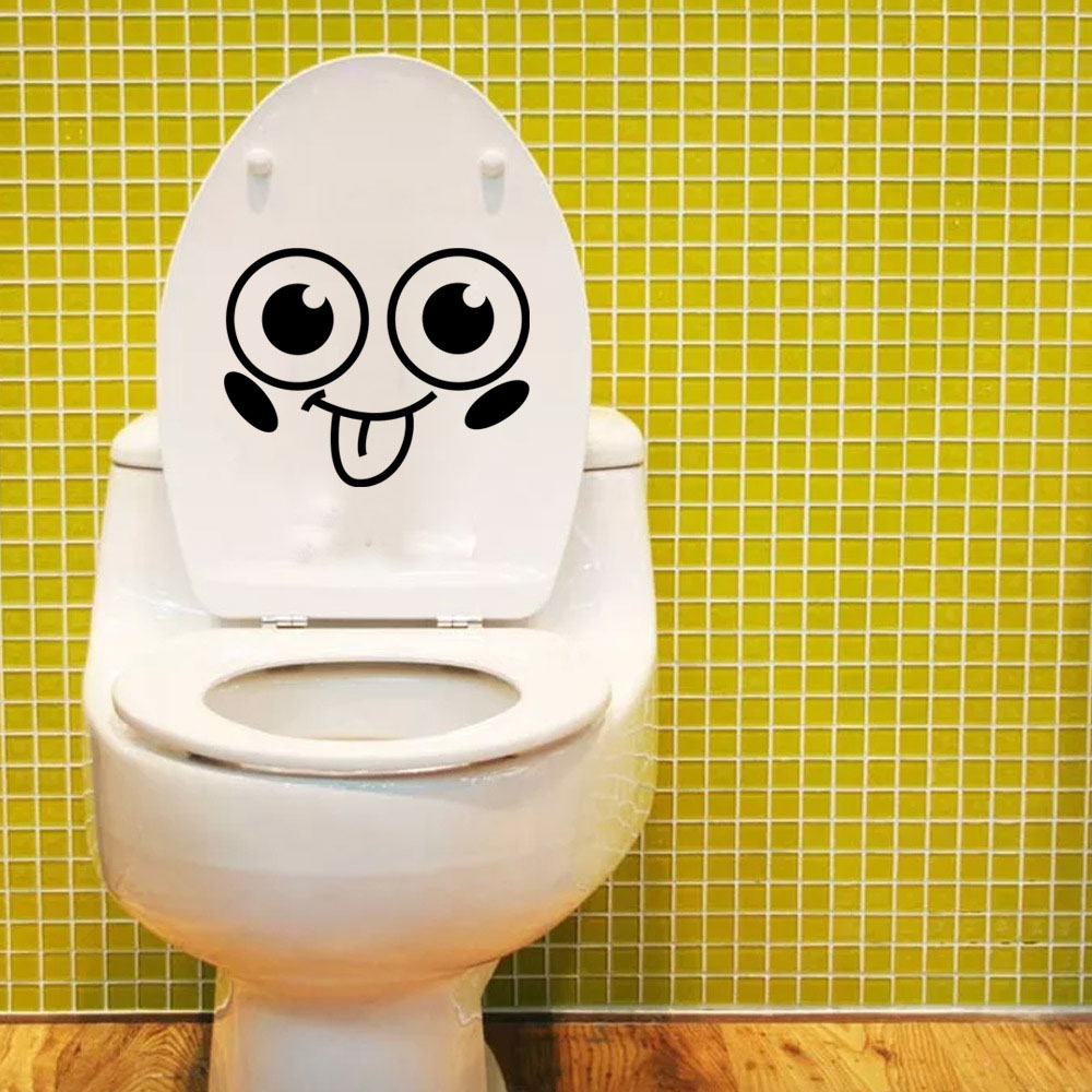 Muursticker Grote Ogen Glimlach Gezicht Decal Toiletbril Badkamer Pvc Verwijderbare Grappig