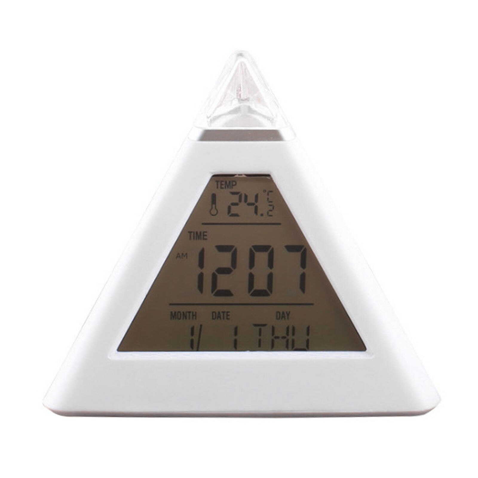 Digital Triangle Alarm Clock Decor Snooze Function Calendar Temperature Time Week Table Clock for Home Room