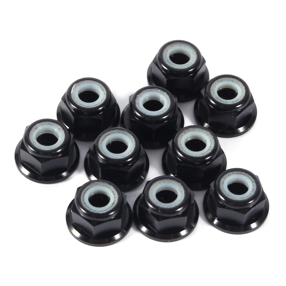 10Pcs/Set M4 Aluminum Flanged Nylon Lock Nut Blue/Red/Gold/Black Insert Self-Lock Nuts