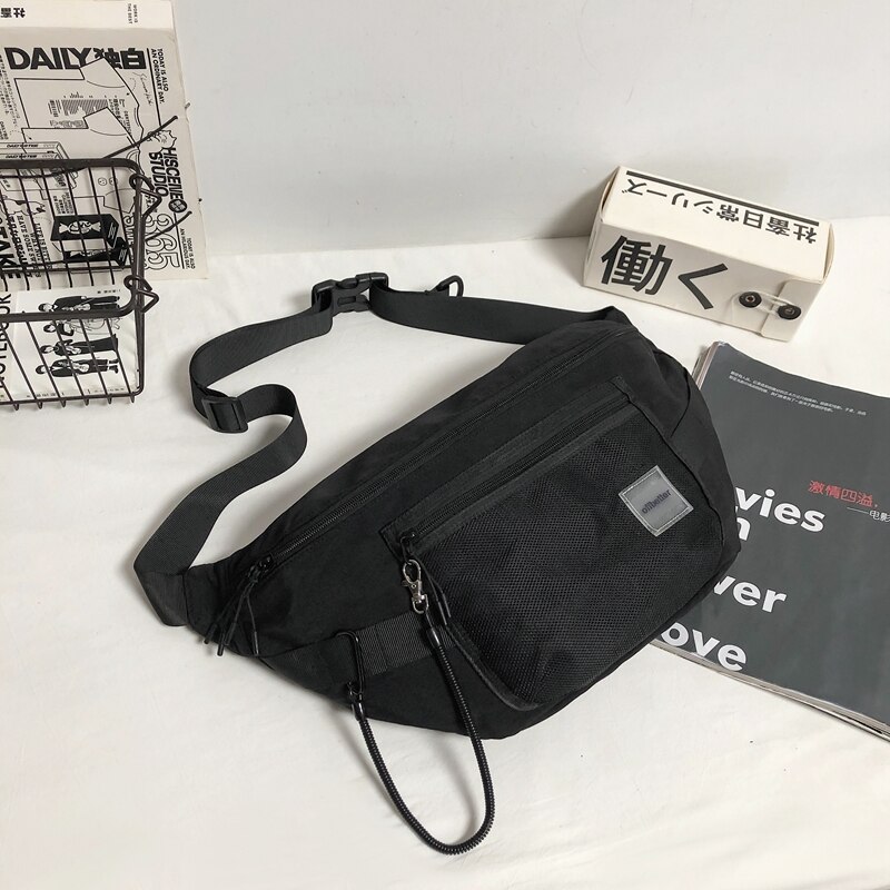 Brand Paar Messenger Bag Eenvoudige Taille Zak Japanse Borst Zak Ins Schoudertas Vrouwen Schoudertas: Black - pendant