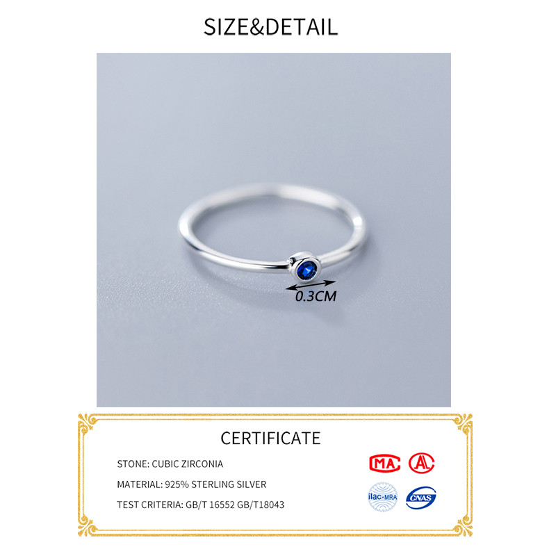 INZATT Real 925 Sterling Silver Blue Crystal Ronde Ring Voor Mode Vrouwen Leuke Fijne Sieraden Minimalistische Accessoires