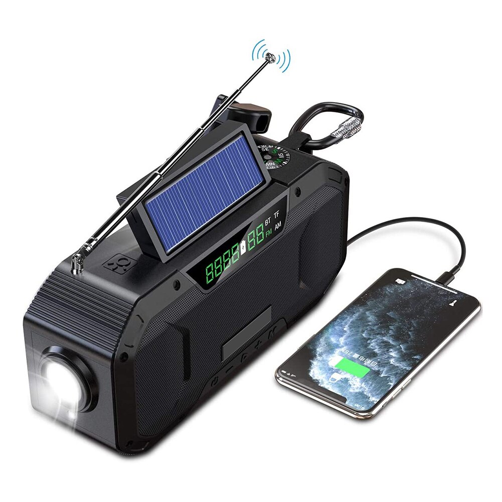 Emergency Radio 10000mAh Solar Hand Crank Portable AM/FM/NOAA SOS Radio with Flashlight&amp;Reading Lamp Cell Phone Charger radio: 5000mah A