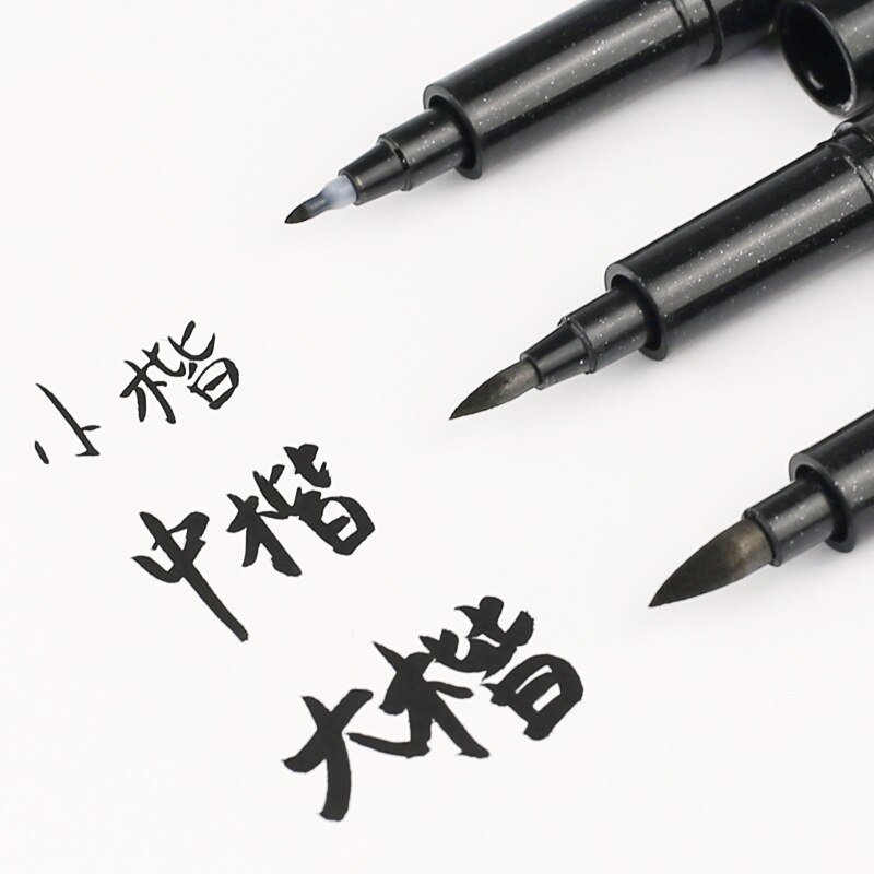 3 Black Chinese Calligraphy Brush Pen Japanese Hand Lettering Writing Drawing Painting Practice Office School Art Singnature Pen
