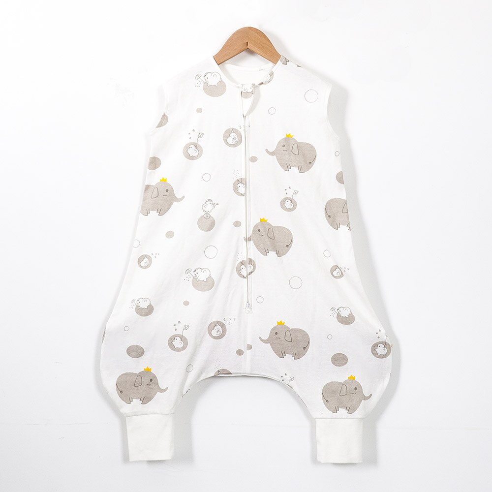 Baby Slaapzak 28-32 ℃ Zomer Koele Vest Kids Slaap Zak Jongens Meisjes 100% Katoen Ademend Slaapzak baby Anti Tipi: gray elephant / L(90cm)
