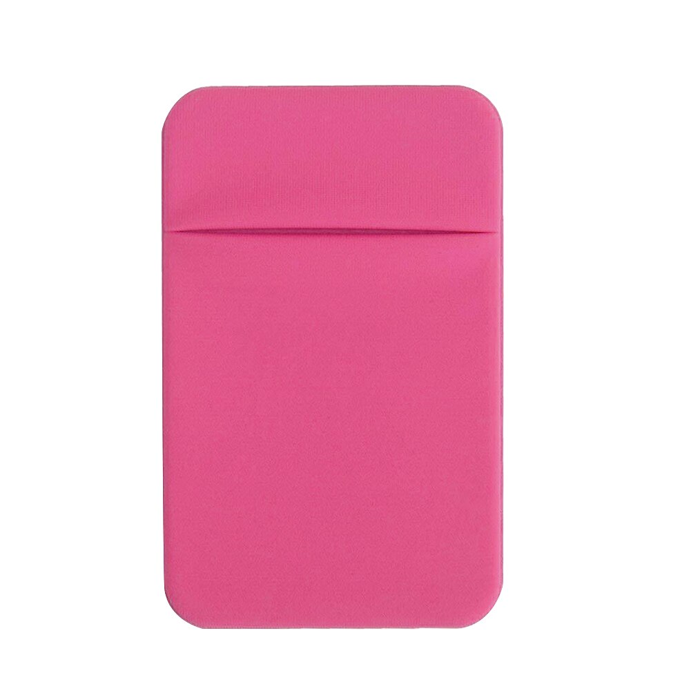 Etui Mini universel adhésif téléphone dos mince poche collante porte-carte de crédit pochette amovible portefeuille fermement coller pratique: Rose Red