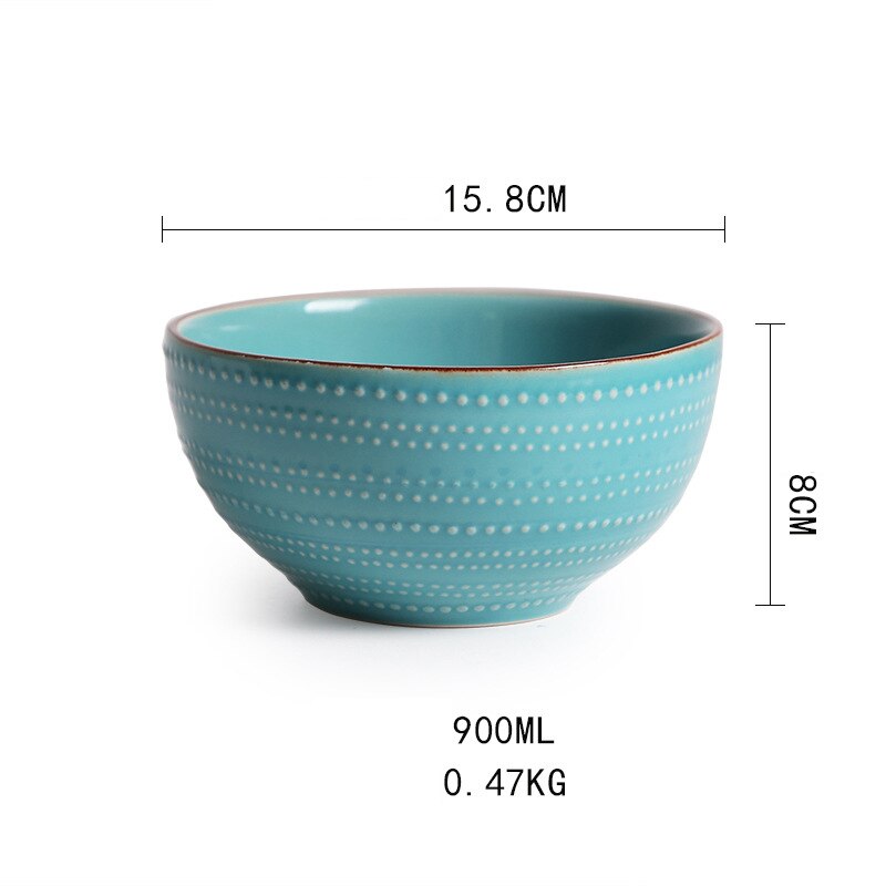 Ceramics Dishes 4 Piece Set European Style Restaurant Home Steak Plate Salad Bowl Relief Ceramic Green Tableware: B