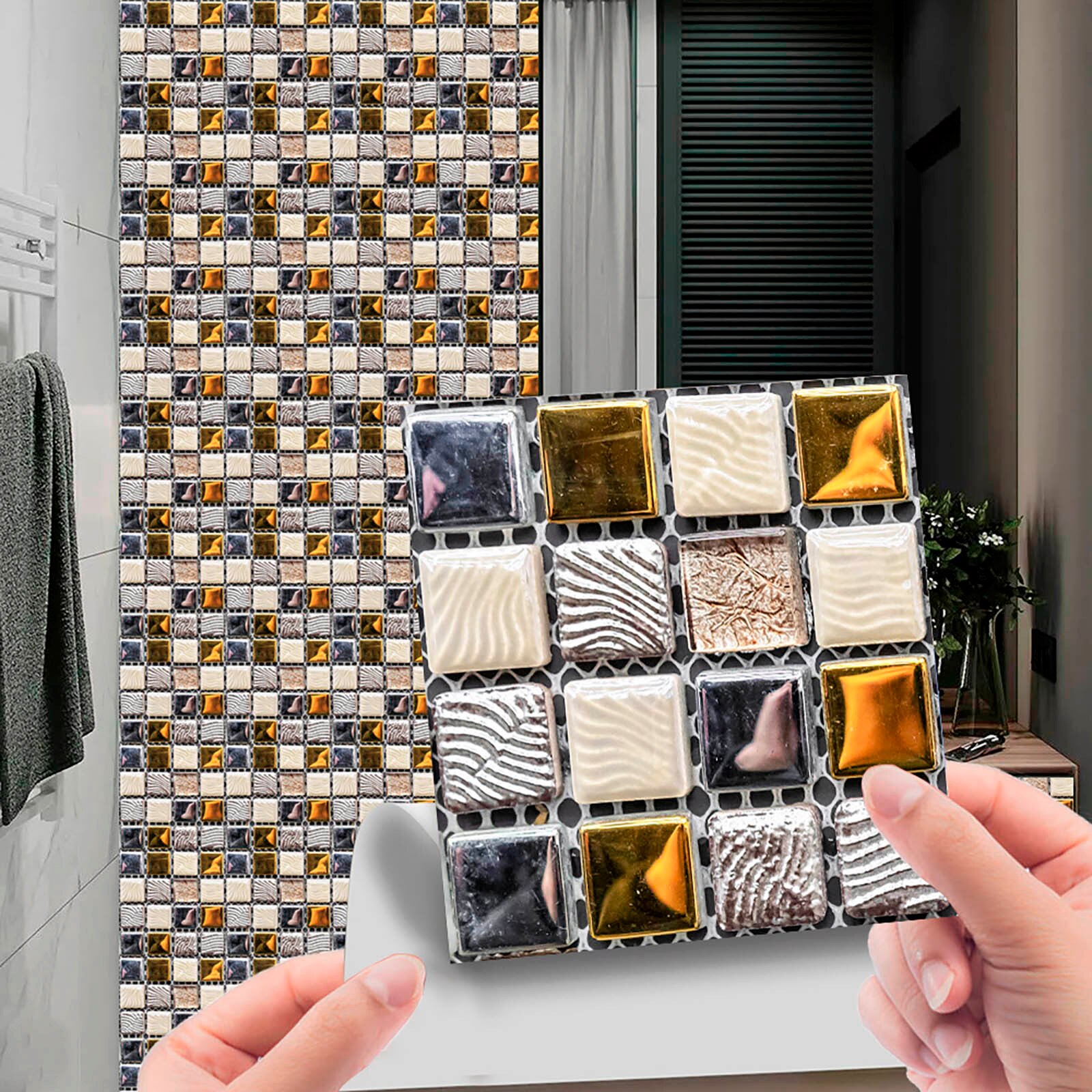 30 #10Pc 3D Kristal Tegel Stickers Muursticker Diy Waterdichte Zelfklevende Wall Art Decals Voor Bar teller Badkamer Muur Sticker: D