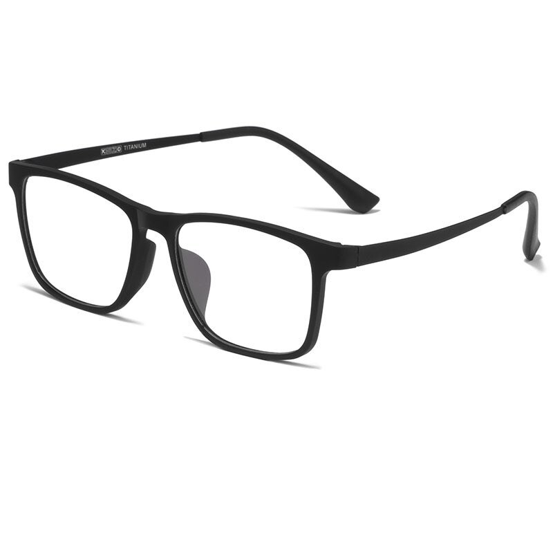 YIMARUILI, monturas de gafas ultraligeras a la para hombre, gafas cuadradas cómodas de titanio puro con prescripción óptica, gafas grandes HR3068: Negro