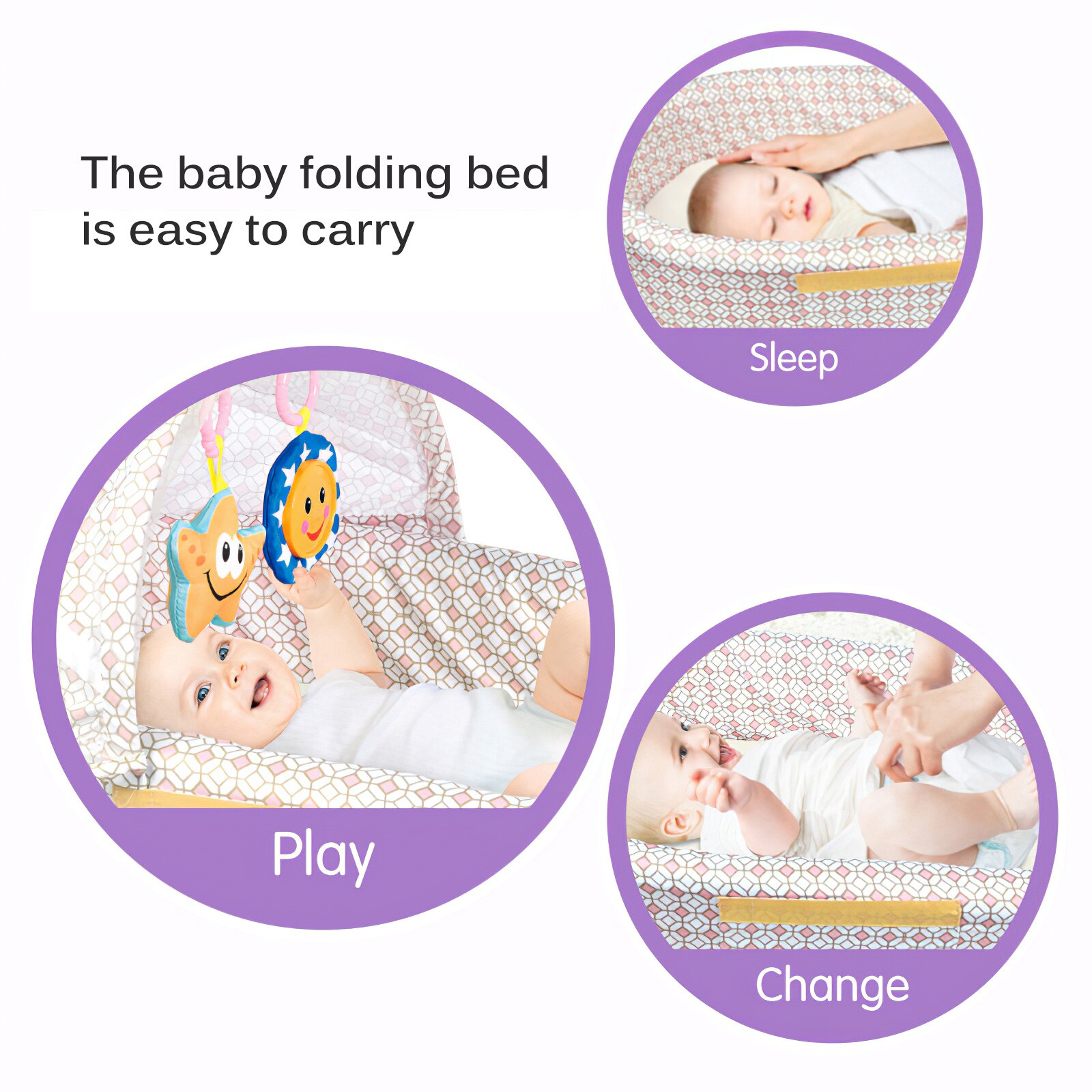Lit de bébé avec pendentifs de dessin animé, lit pliant multifonctionnel pour -né, nid Portable de voyage pour enfant avec jouets, moustiquaire