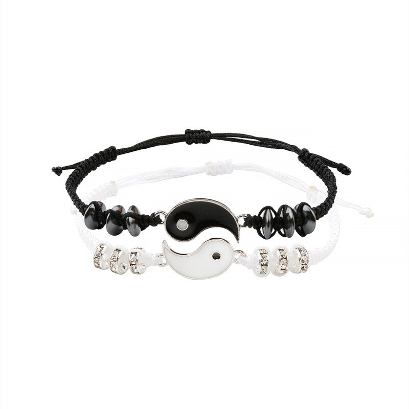 1Pair Couple Bracelet Chinese Retro Tai Chi Gossip Banish Bad Luck Hand Woven Rope BFF Best Friend Friendship Jewelry