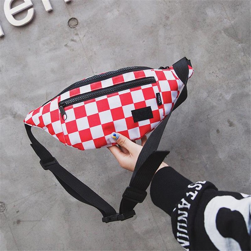 Frauen Taille Tasche Gürtel Taschen Trend Plaid Brust Packungen Banane Tasche Leinwand Hüfte hüpfen Paket miserabel Pack praktisch tasche Pack 40#