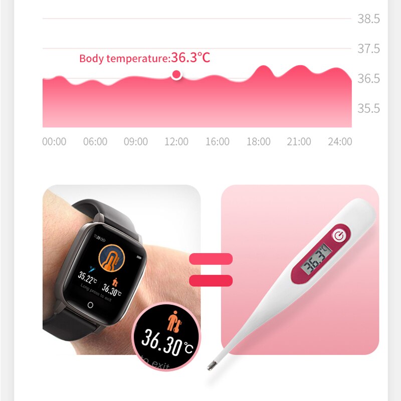 LIGE Smartwatch - Body Temp & Heart Rate Monitor - Fitness Tracker for Android & iOS - 1.3" Display
